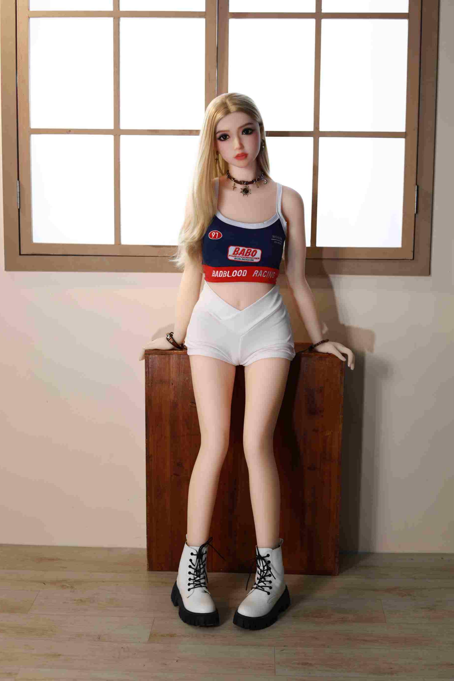 155cm/61in TPE Realistic Sex Doll With Big Booty "American Retro" Figure, Racer Crop Top & Shorts – Model 155CM-Racer