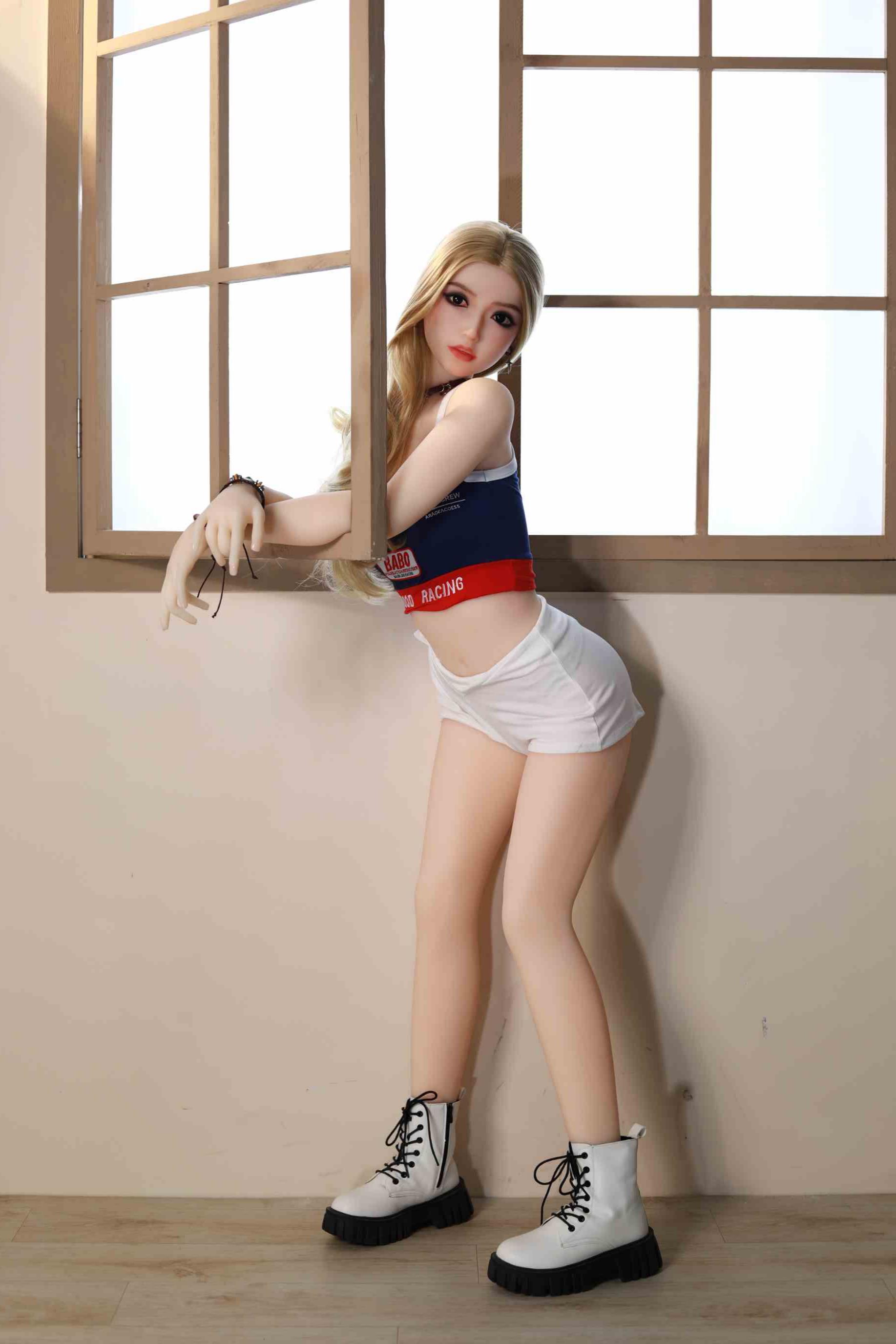 155cm/61in TPE Realistic Sex Doll With Big Booty "American Retro" Figure, Racer Crop Top & Shorts – Model 155CM-Racer