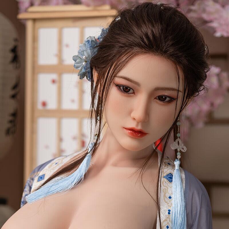 157cm/62in TPE Realistic Sex Doll With Elegant Updo & Blue Hair Accessories, Traditional Embroidered Hanfu – Model MXG-157B